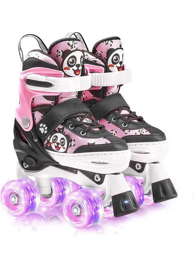 Buy Panda Design Double Row Skating Shoes with Lighting Wheel for Beginner and Safety in UAE