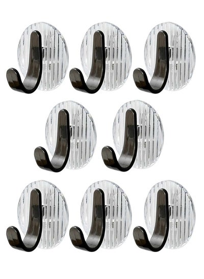 Buy 8-Piece Self-Adhesive Wall Hooks Black 5.7x5.7cm in Saudi Arabia