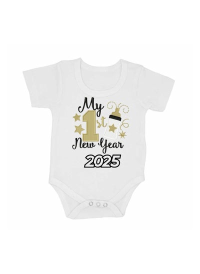 Buy My 1st New Year Baby Romper–Soft Cotton Half Sleeve Bodysuits For Newborns,Infants And Toddlers– Unisex Baby Onesies For Boys And Girls-Baby Romper For New Year in UAE