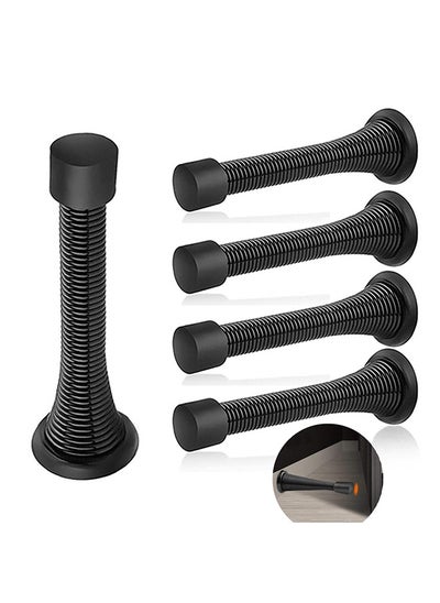 Buy Flexible Heavy Duty Spring Black Screw-in Door Stopper 5 pack in Saudi Arabia