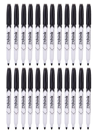 Buy 24-Piece Slim White Board Marker Bullet Tip Black Ink in UAE