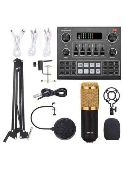 Buy Multifunctional Live V9 Sound Card and BM800 Suspension Microphone Kit Broadcasting Condenser Microphone Set Intelligent Webcast Live Sound Card for Computers and Mobile in UAE