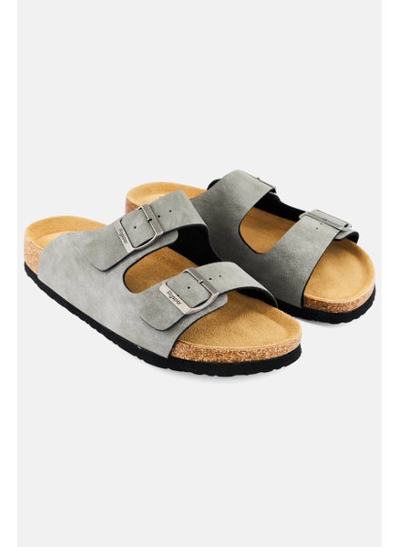 Buy Men Buckle Slip On Cork Sandals, Light Grey in Saudi Arabia