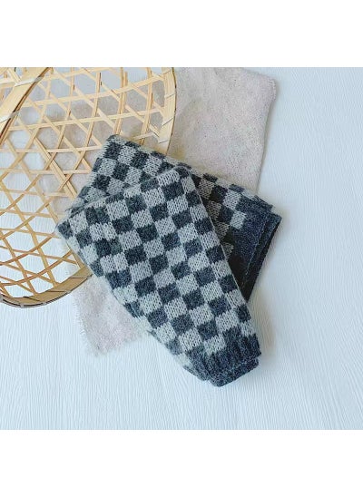 اشتري Kids Winter Knit Scarf Plaid Warm Neck GaiterPlaid Gray Plaid Gray في الامارات