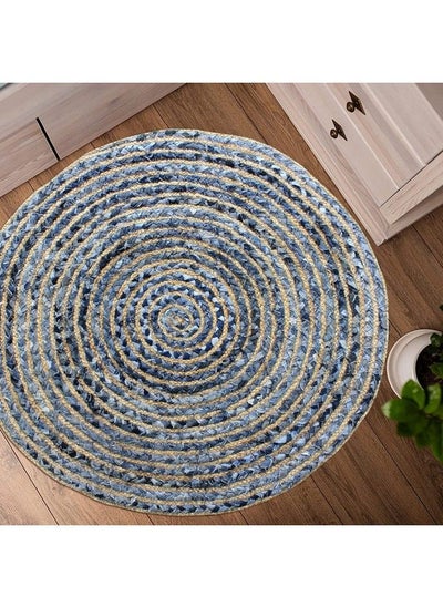 اشتري Jute Chindi Braid Rag Rug Boho Farmhouse Rustic Area Accent Throw Rug Handwoven Reversible Natural Recycled Cotton Living Room Den Study Home Décor Gift 3 Feet Round Multi Color في الامارات