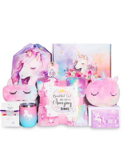 اشتري Gifts Basket for Girls - Unicorns Girls Gift Box Set Contains 9 Items Inspirational Gift,Unicorn Plush Toy Costume;Marker ;Painting Crafts Kit, Unicorn Toy for Age 4-6 Toddler Little Girls في الامارات