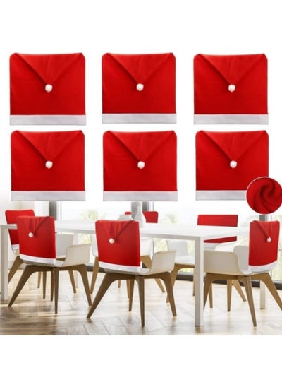 اشتري Chair Covers Set of 6, Santa Hat Chair Back Covers في الامارات