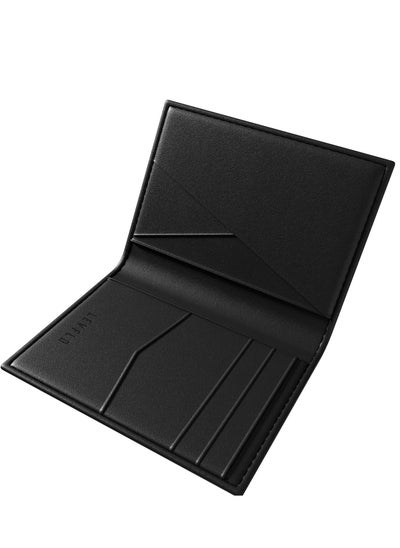 اشتري Levelo Bifold Genuine Leather With Debossed Logo Pocket Oraganizer - Black في الامارات