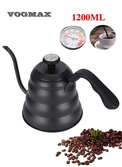 Buy Stainless steel coffee pot 1.2 liter drip V60 pouring kettle gooseneck Thin nozzle French press pot suitable for stovetop coffee pot Stovetop coffee pot for brewing coffee and tea in Saudi Arabia