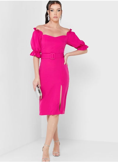 Buy Puff Sleeve Bardot Dress in Saudi Arabia