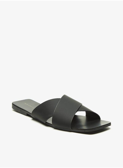 اشتري Floral Bella Solid Slip-On Cross Strap Slide Sandals في الامارات