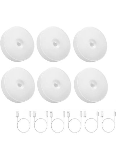 Buy 6Pcs Led Night Light : Motion Sensor Light Intelligent Body Induction Lamp USB Rechargeable Wireless Cabinet Light 2 Color Mode for Stair Bedroom LivingRoom Bathroom Kitchen Garage Wardrobe in UAE