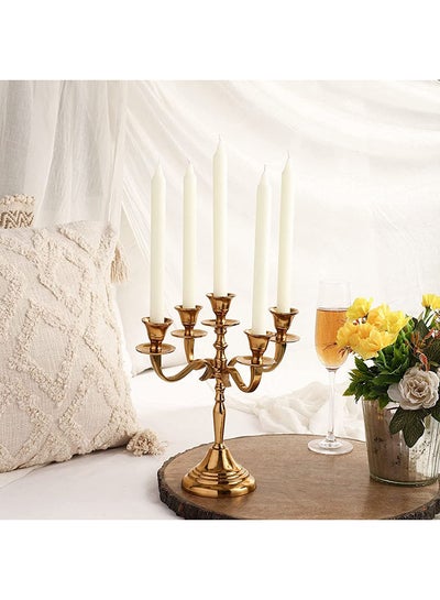 Buy VOIDROP Metal Candle Holder Five arms Golden Finish Candle Stand in UAE