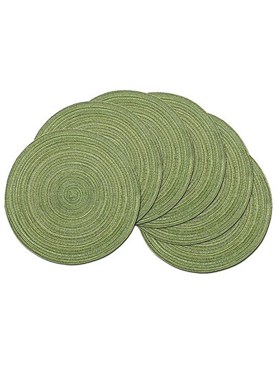 Buy Set of 6 Round Cotton Placemats, 15 Inch Round Table Placemats Washable Heat Insulation Braided Cotton Dinner Table Mats for Restaurant, Cafe and Home Kitchen Decoration in UAE