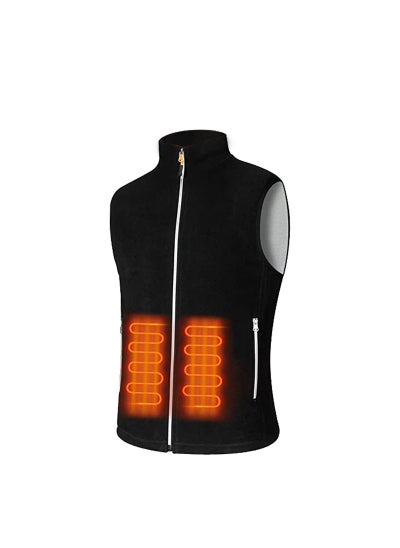 اشتري Smart Heated Vest Mens USB Thermal Large Fleece Vest Fleece stand collar black في السعودية