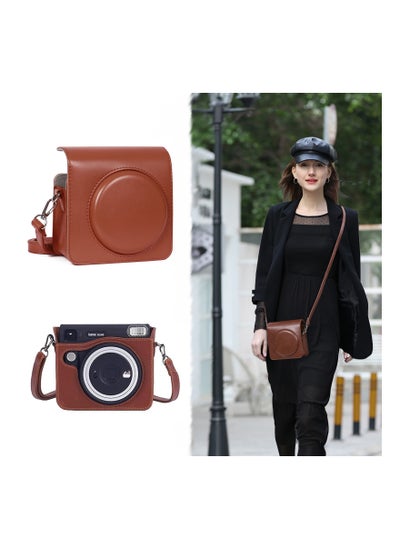 Buy Square SQ1 Case - Protective Case for Fujifilm Instax Square SQ1 Instant Camera - PU Leather Cover with Adjustable Shoulder Strap - Orange Brown in UAE