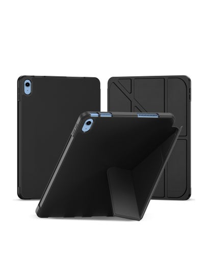 Buy Protective cover for iPad Terra Leather 10.2/10.5/2021/2020/2019/2017 with smart pen holder, slim smart cover with kickstand, black in Saudi Arabia