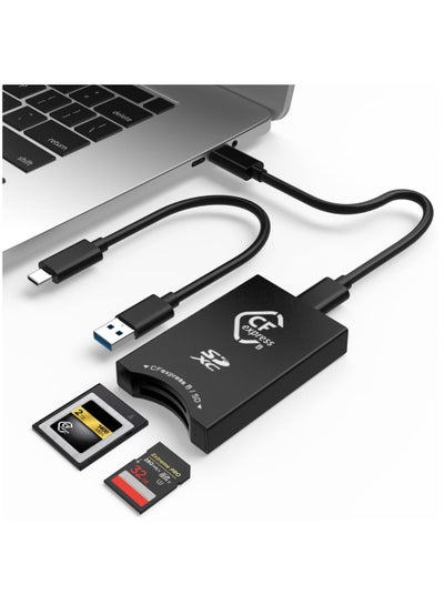 اشتري CFexpress/SD Card Reader USB C, Dual-Slot 3.2(10Gbps) CFexpress Type B Adapter Compatible with Android/Windows/Mac OS/Linux, C to C/USB A Cable في الامارات