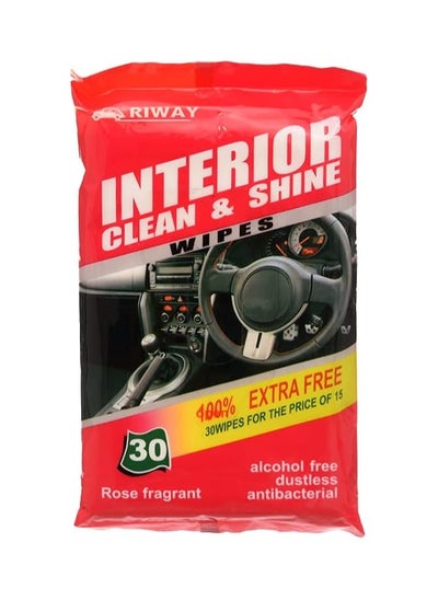 Buy Car Interior Freshener Cleaning Wipes from Dirt and Dust - Car Dashboard, Wheel, Seats & More - Cleaning for Cars, Trucks, Motorcycles - Pack of 30 Wipes - Rose Scent in Egypt