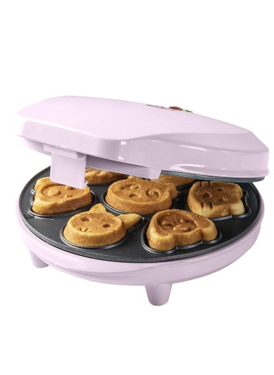 Buy Waffle Iron for Mini Cakes, 700W Cake Maker with Animal Motifs, Pink in UAE