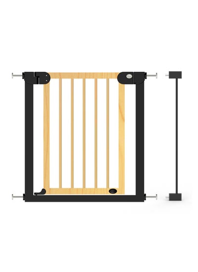 Buy Baby Safe Wooden Safety Gate w/t 7cm Black Extension - Natural Wood in UAE