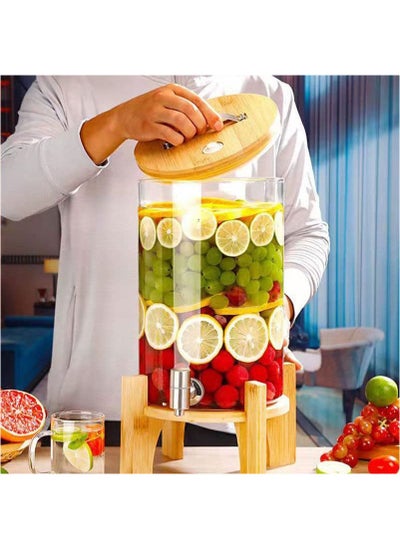 Buy Glass Cold Drinks Container With Thermometer and Valve 15KG Hotel Restaurant Buffet Supply Ice Refrigerated Cooler Beverage Glass Drink Fruit Bottle with Tap Cold Glass Juice Dispenser in Saudi Arabia