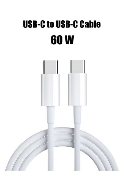 Buy USB C Cable, USBC to USBC Fast Charging Cable Nylon Braided (3.3ft 60W, 1-Pack) for iPhone 15/Pro/Plus/Pro Max, iPad Mini 6/Pro 2021/Air 4, MacBook Pro 2020, Samsung Galaxy S23 and More (White) in UAE