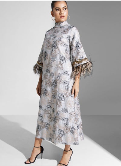 Buy Fringe Sleeve Floral Print Dress in UAE