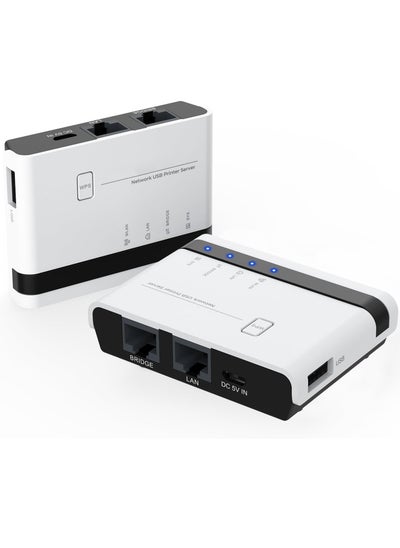 Buy Wireless Print Server 2 Port USB 2.0 WiFi Print Server with 100Mbps LAN and Bridge Wired Wireless Standalone Modes Compatible with Windows 10 8 7 XP Mac OS and All RAW Supported Printers in Saudi Arabia