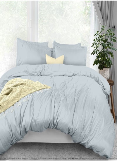 Buy 3 Piece 400 Thread Count 100 % Cotton Solid Colour Luxury Queen Duvet Cover Set Includes 1xduvet Cover 90x90 Inch And 2xpillow Cover 20x26 Inch in Saudi Arabia