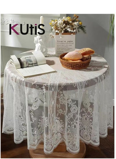 Buy Hollow Lace Table Runner for Dining and Coffee 150x150 cm in UAE