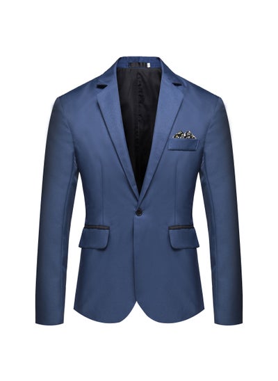 Buy Mens Fashion Autumn Suit Slim Fit Single-Breasted Blazer Royal Blue in Saudi Arabia