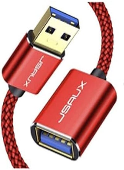 اشتري JSAUX USB 3.0 Extension Cable, USB A Male to Female Extension Cord Durable Braided Material Fast Data Transfer 2M Red في مصر