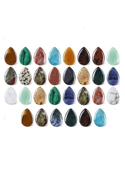 Buy 30 Pieces Worry Stones for Anxiety Teardrop Crystal Bulk 0.9 Inch Waterdrop Gemstone Thumb Healing Stress Pocket Stone Teardrop Pendants Bulk Stones Decor for Witchcraft DIY Meditation (Color Random) in Saudi Arabia