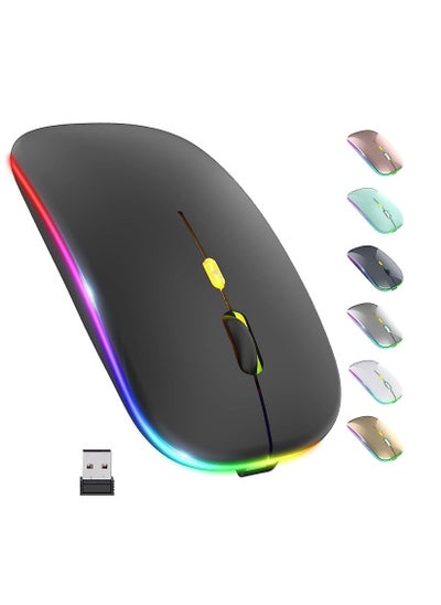 اشتري LED Wireless Mouse, Rechargeable Slim Silent 2.4G Portable Optical Office في مصر