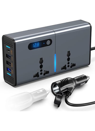 Buy 200W Car Power Inverter DC 12/24V to 220V AC Car Inverter 3 USB 1 Type-C Ports Charger Adapter Car Plug Converter with Switch and Current LED Screen Suitable for Cars SUV & Truck in UAE