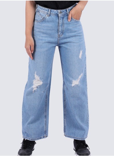 Buy Women’s Baggy Ripped Denim Jeans in  Blue in UAE