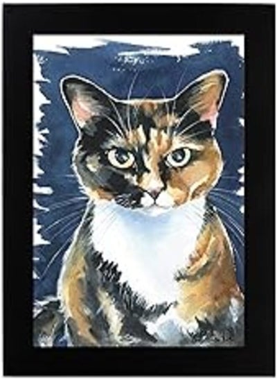 Buy Cat framed wall art black frame 30 x 20 cm Wood & Glass in Egypt