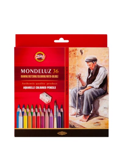 Buy Koh-I-Noor Mondeluz watercolor pencils + brush 36 pcs - No:3712 in Egypt