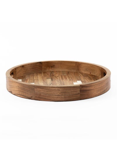 Buy Piano Decorative Round Tray, Brown - 40 cm in UAE