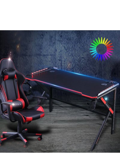 Buy Gaming Table Workstation with Cup, Headphone Hook and Cable Management in Saudi Arabia