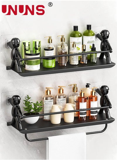 اشتري Shower Caddy Organizer,2-Pack Bathroom Shelf Storage Organizer With Towel Rack,Wall Mounted Humanoid Shaped Bathroom Hardware For Washroom Toilet Kitchen في الامارات