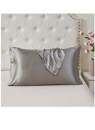 Buy Satin Pillowcases 2-Pcs Soft And Silky Pillow Cover For Hair And Skin Care With Envelope Closure (Without Pillow Insert),Grey in Saudi Arabia