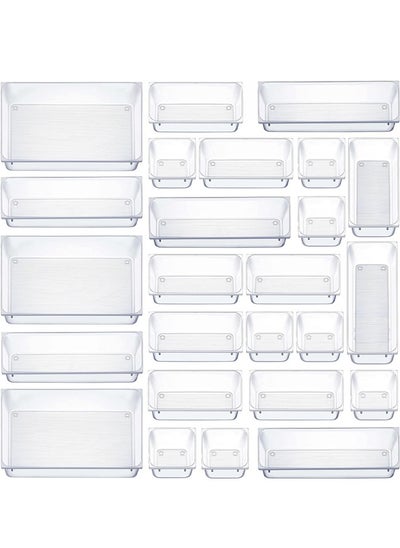 Buy 25 Pcs Clear Plastic Drawer Organizers Set in UAE