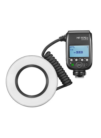 اشتري MF-R76C ETTL Macro Ring Flash Light GN14 10 Levels Adjustable Brightness with 8pcs Adapter Ring Large Capacity Battery Replacement for Canon Camera في الامارات