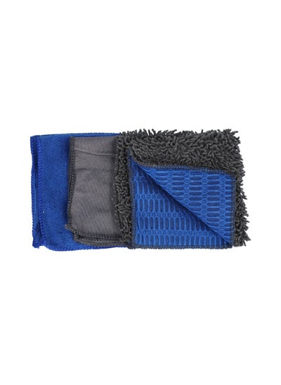 Buy 3-Piece Microfiber Cleaning Towel Blue and Grey 30 x 30 cm FLD-SA005 in Saudi Arabia