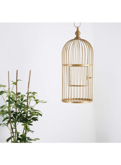 Buy Nubia Hanging Bird Cage | Metal | 25x25x58cm | Gold in UAE