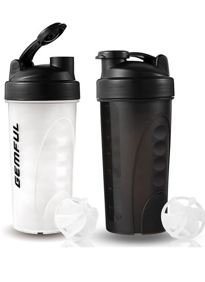 Buy Shaker Bottle for Protein Mixes BPA-Free Leak Proof Shaker Smothies Mixer Water Cups 750ml 2 Pack in Saudi Arabia