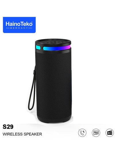 Buy Haino Teko Germany S29 Portable Bluetooth Speaker With LED Light and Button Control Black in UAE