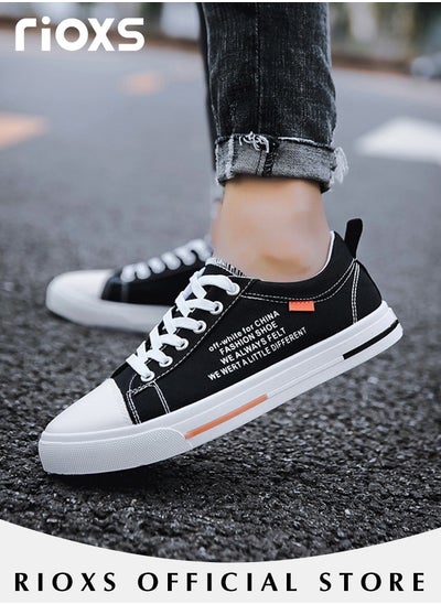 Buy Men's Casual Canvas Low Top Sneakers Classic Lace Up Lightweight Breathable Shoes Fashion Comfortable Flat Shoes in UAE